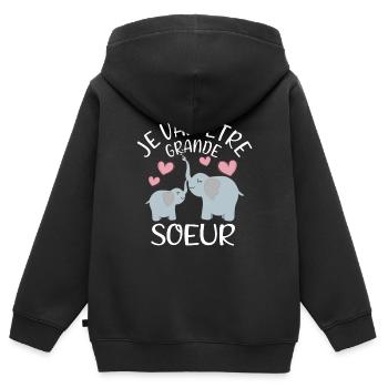 Future Grande Sœur Eléphant - Kinder Premium Organic Zip Hoodie - Schwarz - Hinten - AI Model Kid Male (0cm)