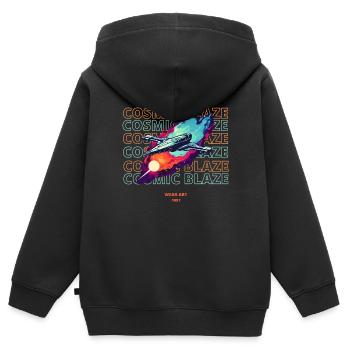 Kosmische Flamme - Kinder Premium Organic Zip Hoodie - Schwarz - Hinten - AI Model Kid Male (0cm)