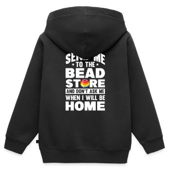 Perle Perle Broderie Bijoutier Fabricant de bijoux - Sweat Premium à capuche zippé enfant bio - noir - Dos - AI Model Kid Male (0cm)