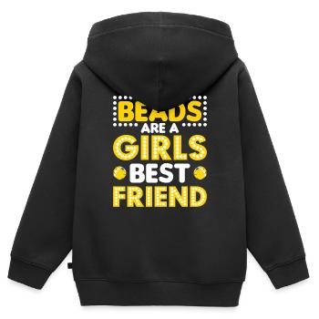 Perle Perle Broderie Bijoutier Fabricant de bijoux - Sweat Premium à capuche zippé enfant bio - noir - Dos - AI Model Kid Male (0cm)
