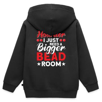Perle Perle Broderie Bijoutier Fabricant de bijoux - Sweat Premium à capuche zippé enfant bio - noir - Dos - AI Model Kid Male (0cm)