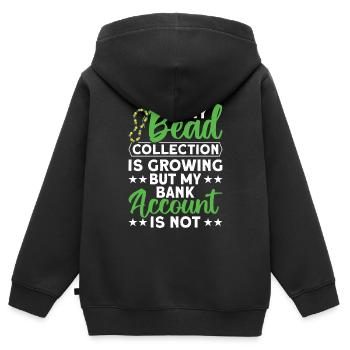 Perle Perle Broderie Bijoutier Fabricant de bijoux - Sweat Premium à capuche zippé enfant bio - noir - Dos - AI Model Kid Male (0cm)