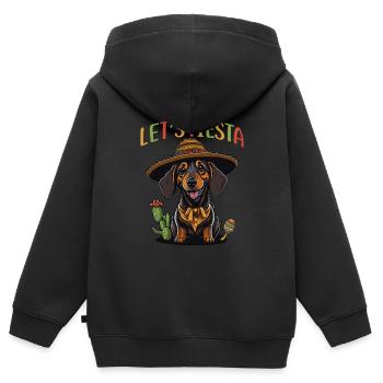 Teckel Cinco de Mayo Let's Fiesta - Sweat Premium à capuche zippé enfant bio - noir - Dos - AI Model Kid Male (0cm)