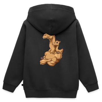 Starkes Kamel mit Kamel Kind für einen Kamel - Kinder Premium Organic Zip Hoodie - Schwarz - Hinten - AI Model Kid Male (0cm)