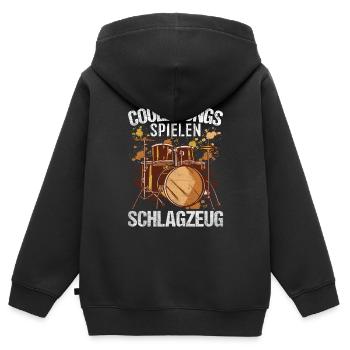 Coole Jungs spielen Schlagzeug - Kinder Premium Organic Zip Hoodie - Schwarz - Hinten - AI Model Kid Male (0cm)