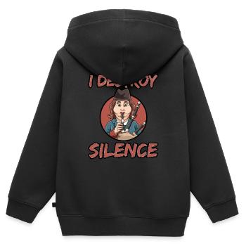 Dudelsack I Destroy Silence - Kinder Premium Organic Zip Hoodie - Schwarz - Hinten - AI Model Kid Male (0cm)