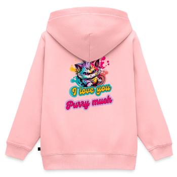 Streetstyle Katze Graffiti Purry Much Kunst - Kinder Premium Organic Zip Hoodie - Rosa - Hinten - AI Model Kid Female (0cm)