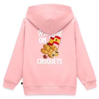 Conchas Design pour un amateur de cuisine espagnole avec - Sweat Premium à capuche zippé enfant bio - rose - Dos - AI Model Kid Female (0cm)