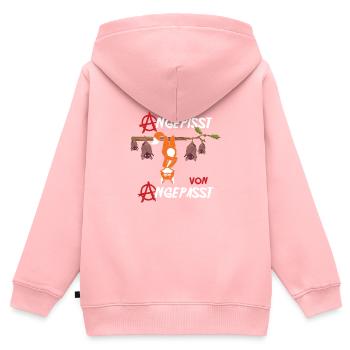 Angepisst von Angepasst Be Different Fuchs - Kinder Premium Organic Zip Hoodie - Rosa - Hinten - AI Model Kid Female (0cm)