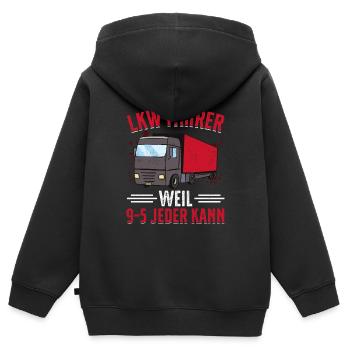 LKW Fahrer Geschenk Brummi Vater - Kinder Premium Organic Zip Hoodie - Schwarz - Hinten - AI Model Kid Male (0cm)