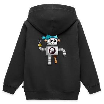 Ghost Robot Pirate - Kids Premium Organic Zip-up Hoodie - black - Back - AI Model Kid Male (0cm)
