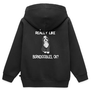 I Just Really Like Bernedoodles - Kids Premium Organic Zip-up Hoodie - black - Back - AI Model Kid Male (0cm)