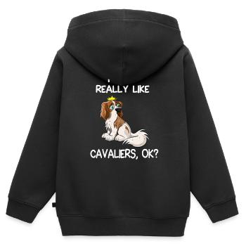 I Just Really Like Cavaliers - Kids Premium Organic Zip-up Hoodie - black - Back - AI Model Kid Male (0cm)