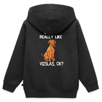I Just Really Like Vizslas - Kids Premium Organic Zip-up Hoodie - black - Back - AI Model Kid Male (0cm)