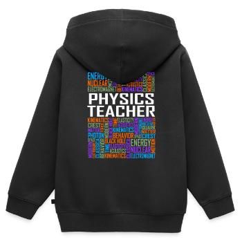 Physics Teacher Words - Kids Premium Organic Zip-up Hoodie - black - Back - AI Model Kid Male (0cm)