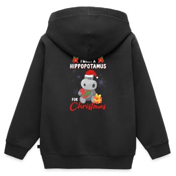 I Want A Hippopotamus For Christmas - Kinder Premium Organic Zip Hoodie - Schwarz - Hinten - AI Model Kid Male (0cm)