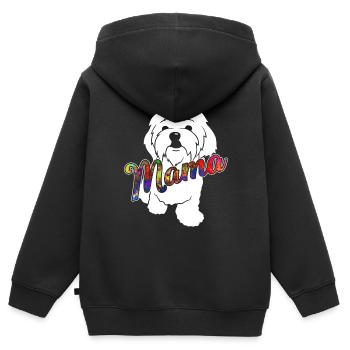 Maltese Maltese Mama - Kids Premium Organic Zip-up Hoodie - black - Back - AI Model Kid Male (0cm)