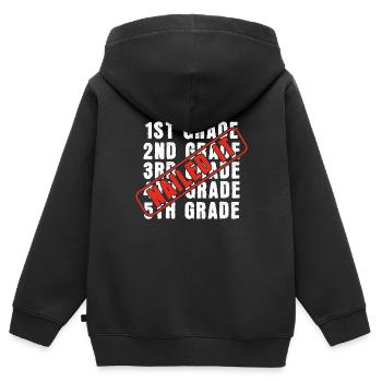 Diplômé de la dernière classe de l’école élémentaire - Sweat Premium à capuche zippé enfant bio - noir - Dos - AI Model Kid Male (0cm)