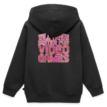 Will Trade Sister For Video Games 22 - Kinder Premium Organic Zip Hoodie - Schwarz - Hinten - AI Model Kid Male (0cm)