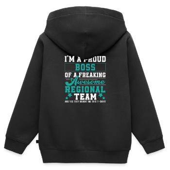 Directeur régional Fier patron Travail amusant, Leadership - Sweat Premium à capuche zippé enfant bio - noir - Dos - AI Model Kid Male (0cm)