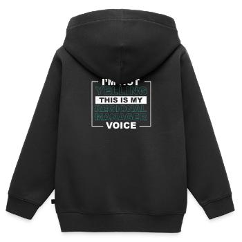 Directeur régional Je ne crie pas drôle de boulot - Sweat Premium à capuche zippé enfant bio - noir - Dos - AI Model Kid Male (0cm)