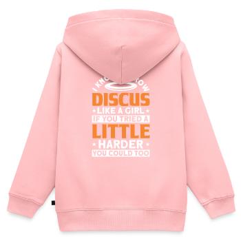 Diskuswurf Diskuswerfer Leichtathletik Diskus - Kinder Premium Organic Zip Hoodie - Rosa - Hinten - AI Model Kid Female (0cm)