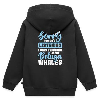 Béluga Béluga Baleine Observation des baleines Dauphin Dauphin - Sweat Premium à capuche zippé enfant bio - noir - Dos - AI Model Kid Male (0cm)