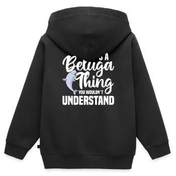 Béluga Béluga Baleine Observation des baleines Dauphin Dauphin - Sweat Premium à capuche zippé enfant bio - noir - Dos - AI Model Kid Male (0cm)