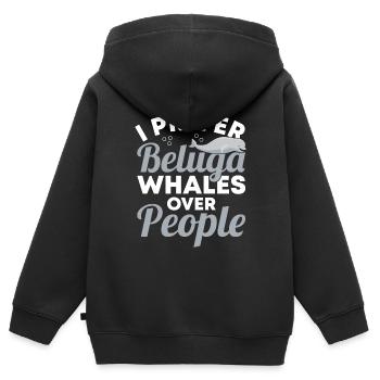 Béluga Béluga Baleine Observation des baleines Dauphin Dauphin - Sweat Premium à capuche zippé enfant bio - noir - Dos - AI Model Kid Male (0cm)