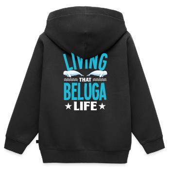 Béluga Béluga Baleine Observation des baleines Dauphin Dauphin - Sweat Premium à capuche zippé enfant bio - noir - Dos - AI Model Kid Male (0cm)