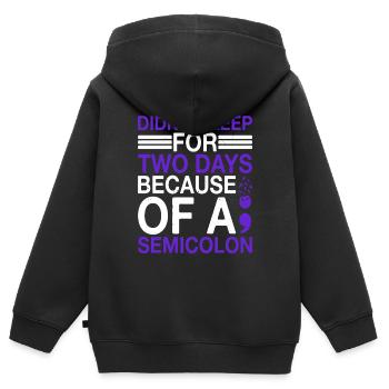 Je n’ai pas dormi pendant deux jours à cause d’un point-virgule - Sweat Premium à capuche zippé enfant bio - noir - Dos - AI Model Kid Male (0cm)