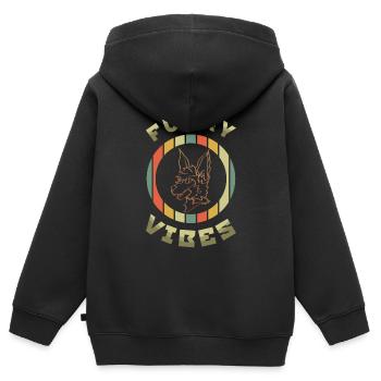Stolzer pelziger Schwanz Ohr pelzige Vibes Retro Cosplay - Kinder Premium Organic Zip Hoodie - Schwarz - Hinten - AI Model Kid Male (0cm)