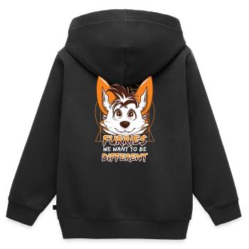 Nous différents fiers de la queue à fourrure oreille personne à fourrure - Sweat Premium à capuche zippé enfant bio - noir - Dos - AI Model Kid Male (0cm)