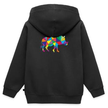 Sanglier polygonal de phacochère - Sweat Premium à capuche zippé enfant bio - noir - Dos - AI Model Kid Male (0cm)