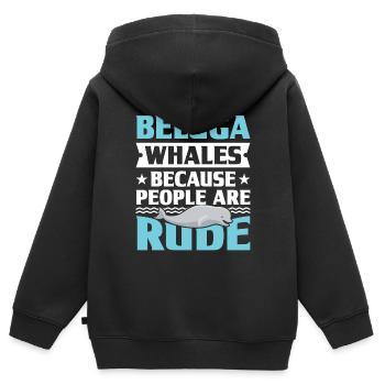 Béluga Béluga Baleine Observation des baleines Dauphin Dauphin - Sweat Premium à capuche zippé enfant bio - noir - Dos - AI Model Kid Male (0cm)