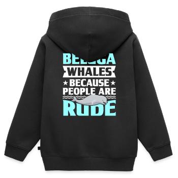 Béluga Béluga Baleine Observation des baleines Dauphin Dauphin - Sweat Premium à capuche zippé enfant bio - noir - Dos - AI Model Kid Male (0cm)