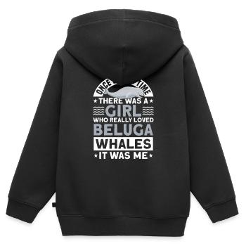 Béluga Béluga Baleine Observation des baleines Dauphin Dauphin - Sweat Premium à capuche zippé enfant bio - noir - Dos - AI Model Kid Male (0cm)