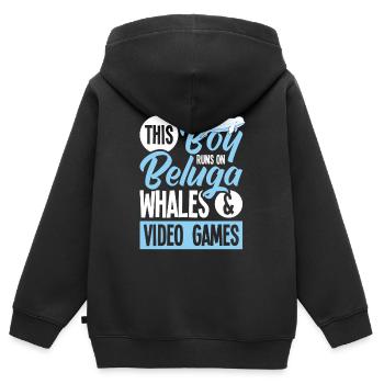 Beluga Whale Beluga Whale Whale Watching Gaming Dolphin - Sweat Premium à capuche zippé enfant bio - noir - Dos - AI Model Kid Male (0cm)
