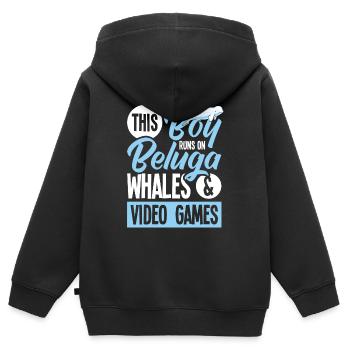 Béluga Béluga Baleine Observation des baleines Dauphin Dauphin - Sweat Premium à capuche zippé enfant bio - noir - Dos - AI Model Kid Male (0cm)
