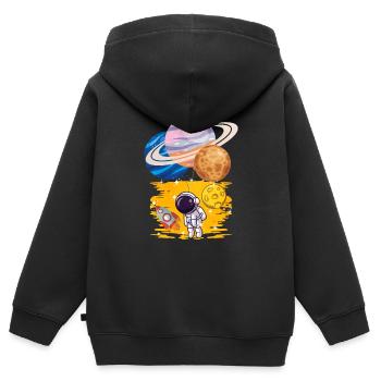 Astronaute Uranus Mercury Saturn Balloons - Sweat Premium à capuche zippé enfant bio - noir - Dos - AI Model Kid Male (0cm)
