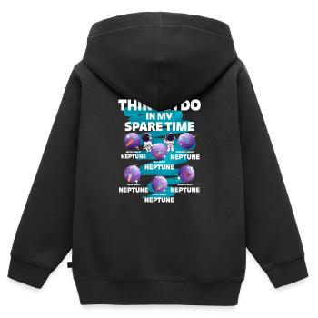 Neptune - Sweat Premium à capuche zippé enfant bio - noir - Dos - AI Model Kid Male (0cm)