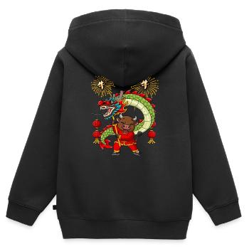 Jahr Des Ochsen Mondneujahrsfest Chinesisches - Kinder Premium Organic Zip Hoodie - Schwarz - Hinten - AI Model Kid Male (0cm)
