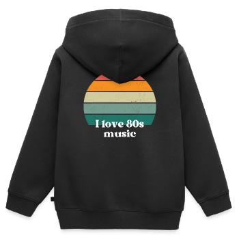 Ich liebe Musik der 80er Jahre - Kinder Premium Organic Zip Hoodie - Schwarz - Hinten - AI Model Kid Male (0cm)