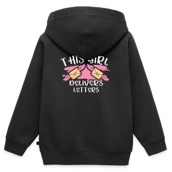 Commis des postes Postlady Postman Post Office - Sweat Premium à capuche zippé enfant bio - noir - Dos - AI Model Kid Male (0cm)