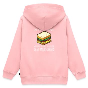 Lustiges Sandwich-Zitat Food-Liebhaber-Käse-Sandwiches - Kinder Premium Organic Zip Hoodie - Rosa - Hinten - AI Model Kid Female (0cm)