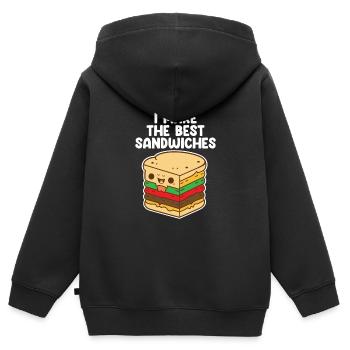 Sandwichs amusants pour les amateurs de sandwichs - Sweat Premium à capuche zippé enfant bio - noir - Dos - AI Model Kid Male (0cm)