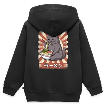 Ramen Katze Nudelsuppe Ramen - Kinder Premium Organic Zip Hoodie - Schwarz - Hinten - AI Model Kid Male (0cm)