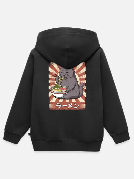 Ramen Katze Nudelsuppe Ramen - Kinder Premium Organic Zip Hoodie - Schwarz