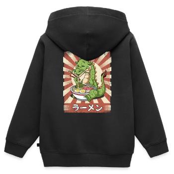 Ramen Drache Nudelsuppe Ramen - Kinder Premium Organic Zip Hoodie - Schwarz - Hinten - AI Model Kid Male (0cm)