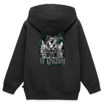 Mein Königreich Gorilla auf Thron - Kinder Premium Organic Zip Hoodie - Schwarz - Hinten - AI Model Kid Male (0cm)